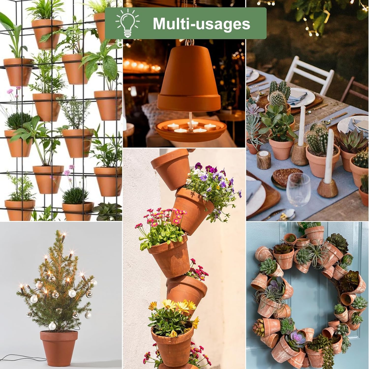 6 inch Terracotta & Clay Pots for Plants with Saucer, Medium Terra Cotta Plant Pots with Drainage Hole, Flowerpot with Tray, Terracotta Pot for Indoor Outdoor Plant - Pack of 4 Planters