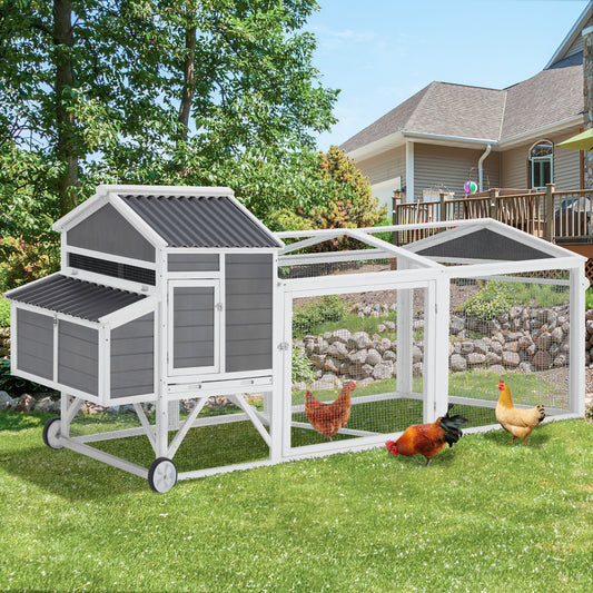95" Chicken Coop Hen House Wooden Chicken Hutch Poultry Cage W/ Run Nesting Box