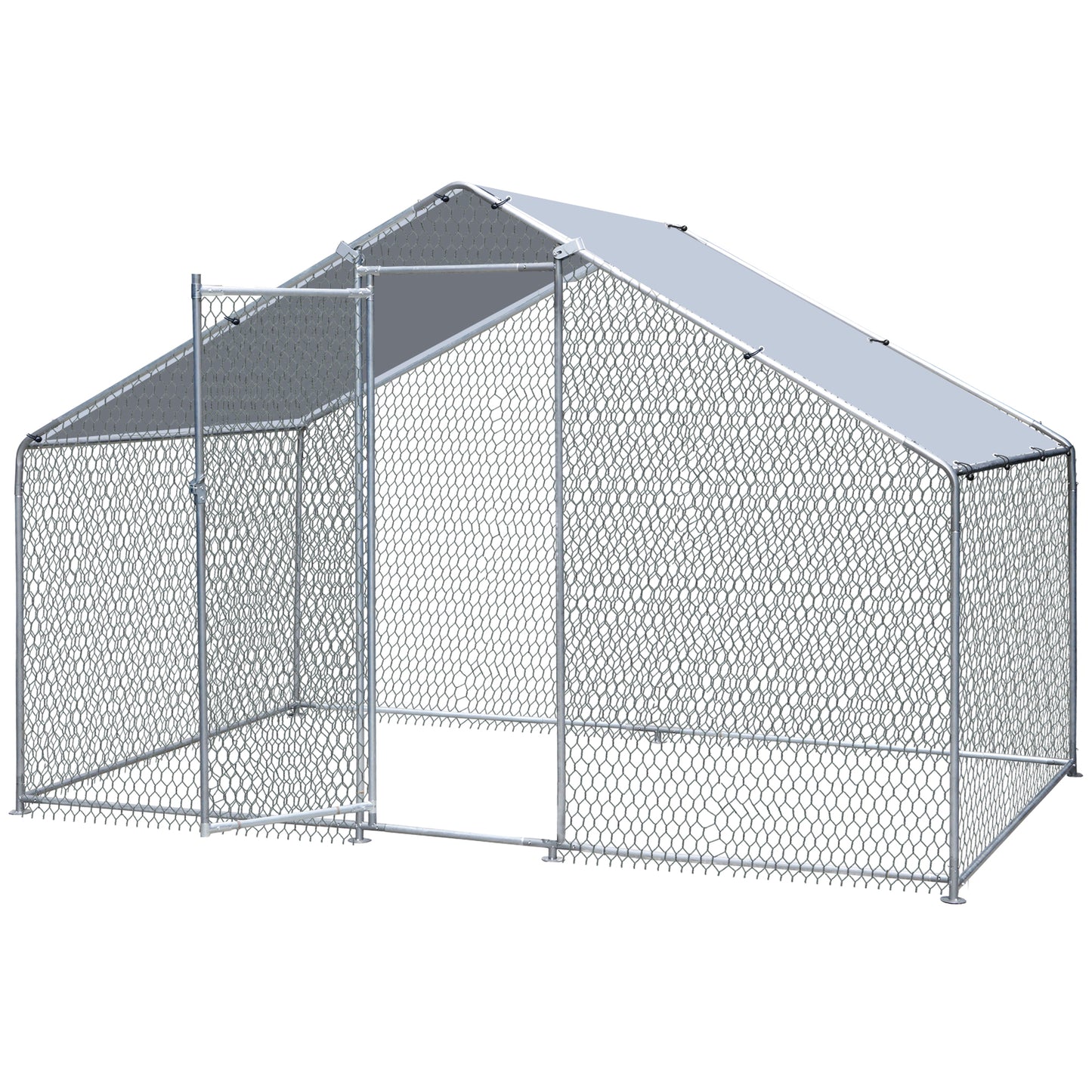 10x6FT Metal Chicken Coop Walk-in Poultry Cage Chicken Runs with Roof Cover Yard