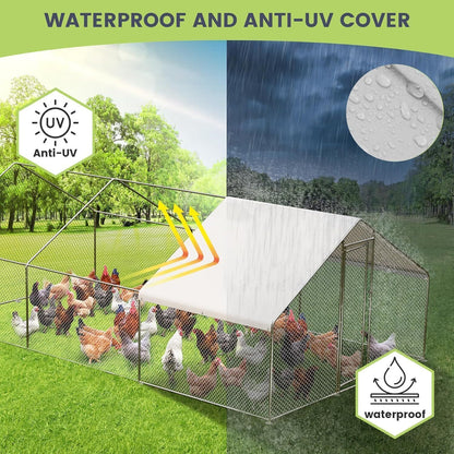 20FTx10FT Walk-in Chicken Coop Poultry Cage Hutches Pet House Chicken Run Cover