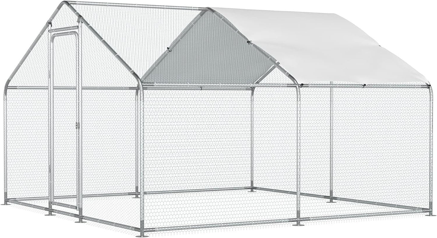 Large Metal Chicken Coop,Walk-in Hen House w/Cover,Poultr