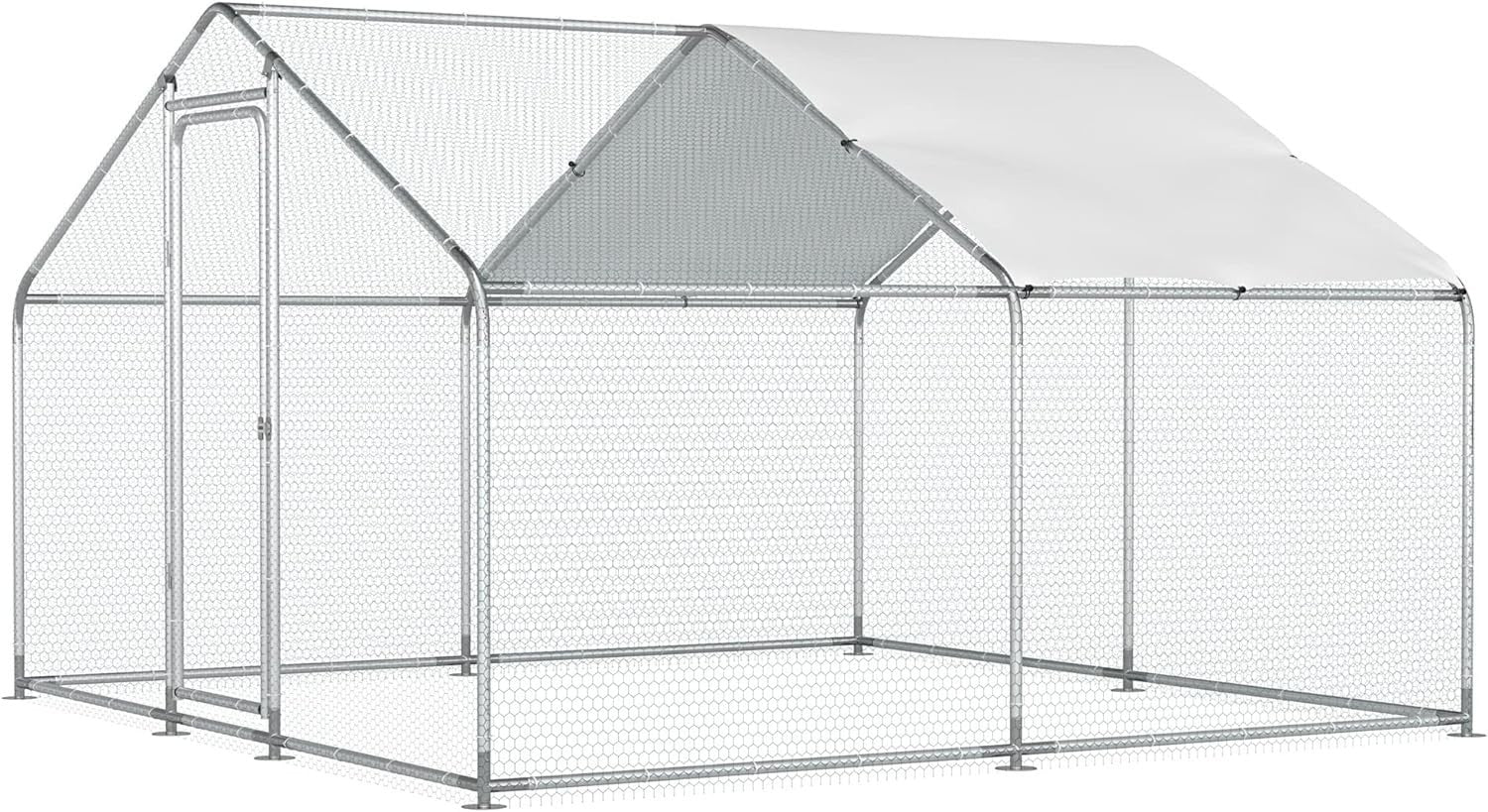 Large Metal Chicken Coop,Walk-in Hen House w/Cover,Poultr