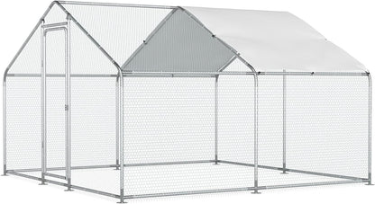 Large Metal Chicken Coop,Walk-in Hen House w/Cover,Poultr