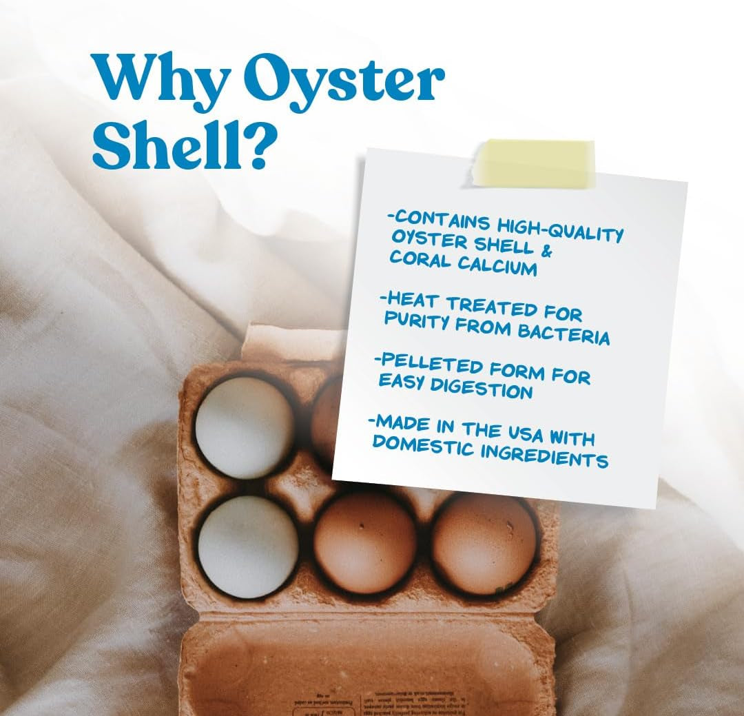 Crushed Oyster Shell for Chickens – Calcium Supplement for Laying Hens to Support Strong Eggshells – Natural Poultry Mineral Feed for Backyard Chickens – 5 lb Bag