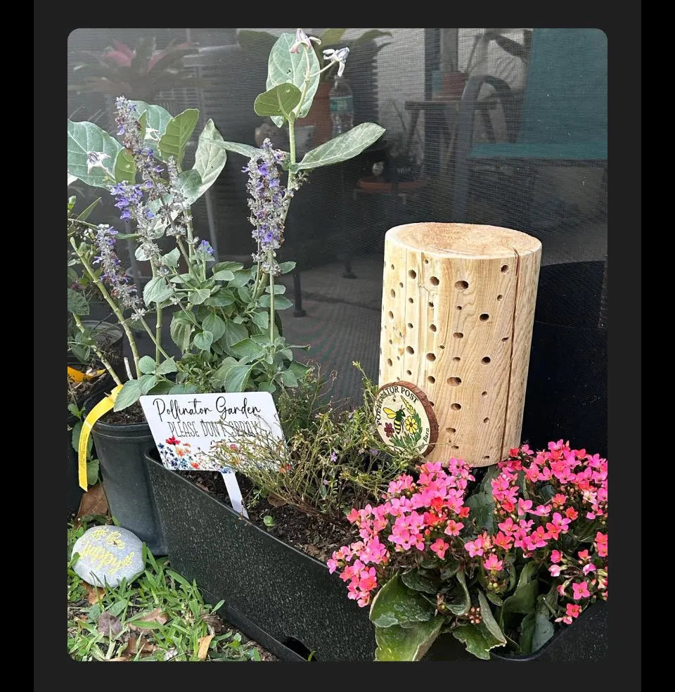 Solitary Bee Hotel – Unique Post Design | Handmade Bee House for Pollinators