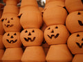 Clay Jack-o'-lantern Pumpkin with Hat 1 Quart Terra Cotta from Craven Pottery