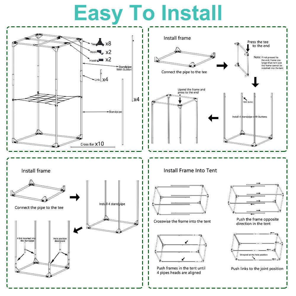 48"x48"x80" Complete Grow Tent Kit w/LED Full Spectrum Grow Light & Fan & Filter