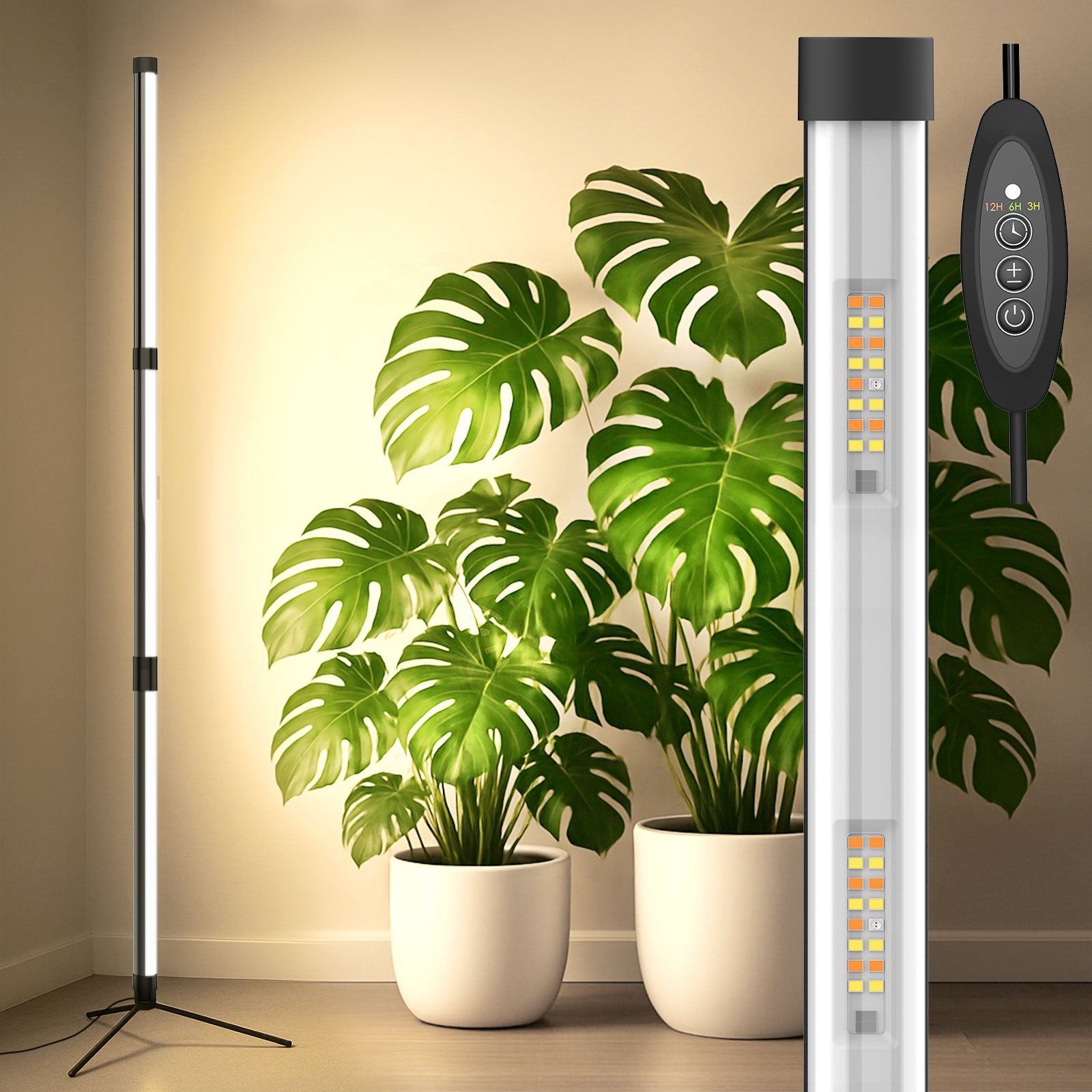 SANSI Grow Light 80W 144LEDs T10 Standing Full Spectrum Dimming Timer Houseplant