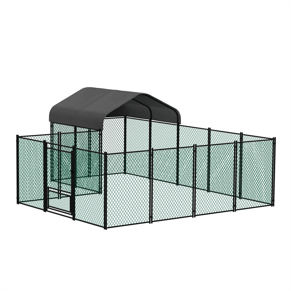 Heavy Duty Metal Chicken Coop Outdoor Metal Walk-in Hen House w Waterproof Cover