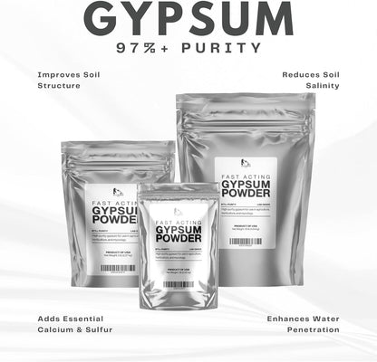 97% Pure Gypsum Powder, 1 lb – High Solubility Calcium Sulfate Dihydrate for Soil, Gardens, Lawns, and Mushroom Substrate