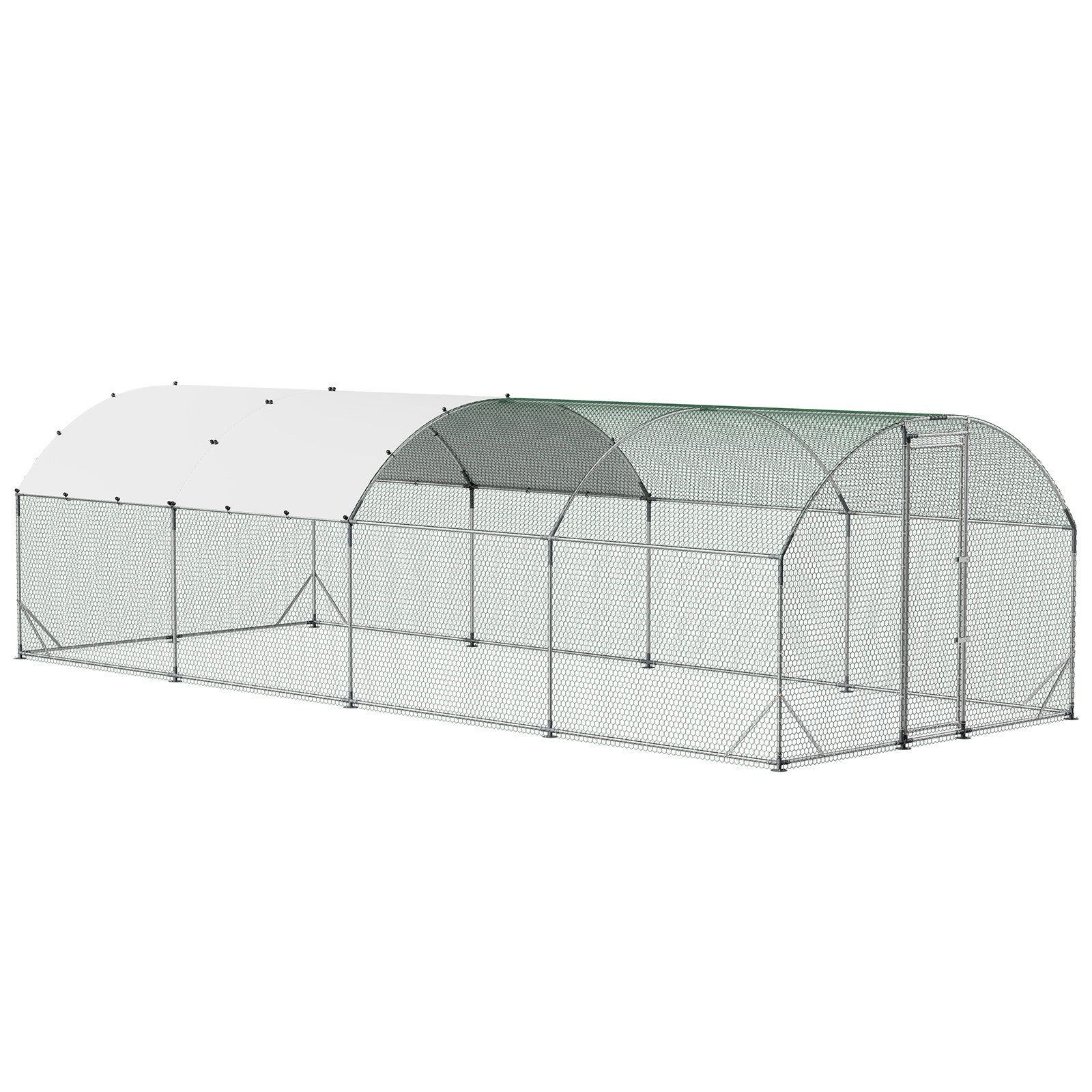Uimoso Large Metal Walk-in Chicken Coop with Dome Roof, 9x25x6.6 ft Poultry Run