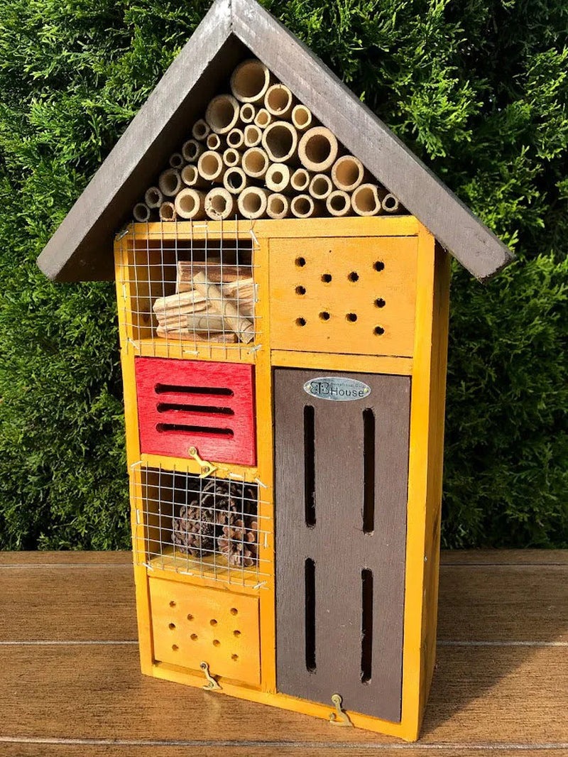 Holiday Pollinator Hotel Multi room House - Leaf Cutter & Mason Bees Insect Habitat Native Gardens Organic Gardening Gardener Nature Gift