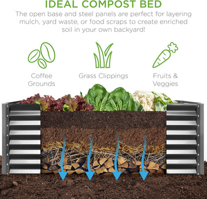 8x4x2ft Outdoor Metal Raised Garden Bed, Deep Root Planter Box for Vegetables, Flowers, Herbs, and Succulents w/ 478 Gallon Capacity - Gray