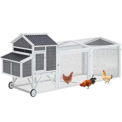95" Chicken Coop Hen House Wooden Chicken Hutch Poultry Cage W/ Run Nesting Box