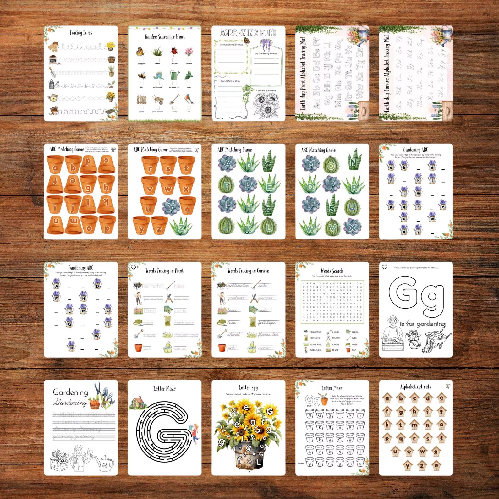 Gardening Activity Book Printable for Kids Garden Study Nature Unit Early Learning 115 Pages Science Literacy Math