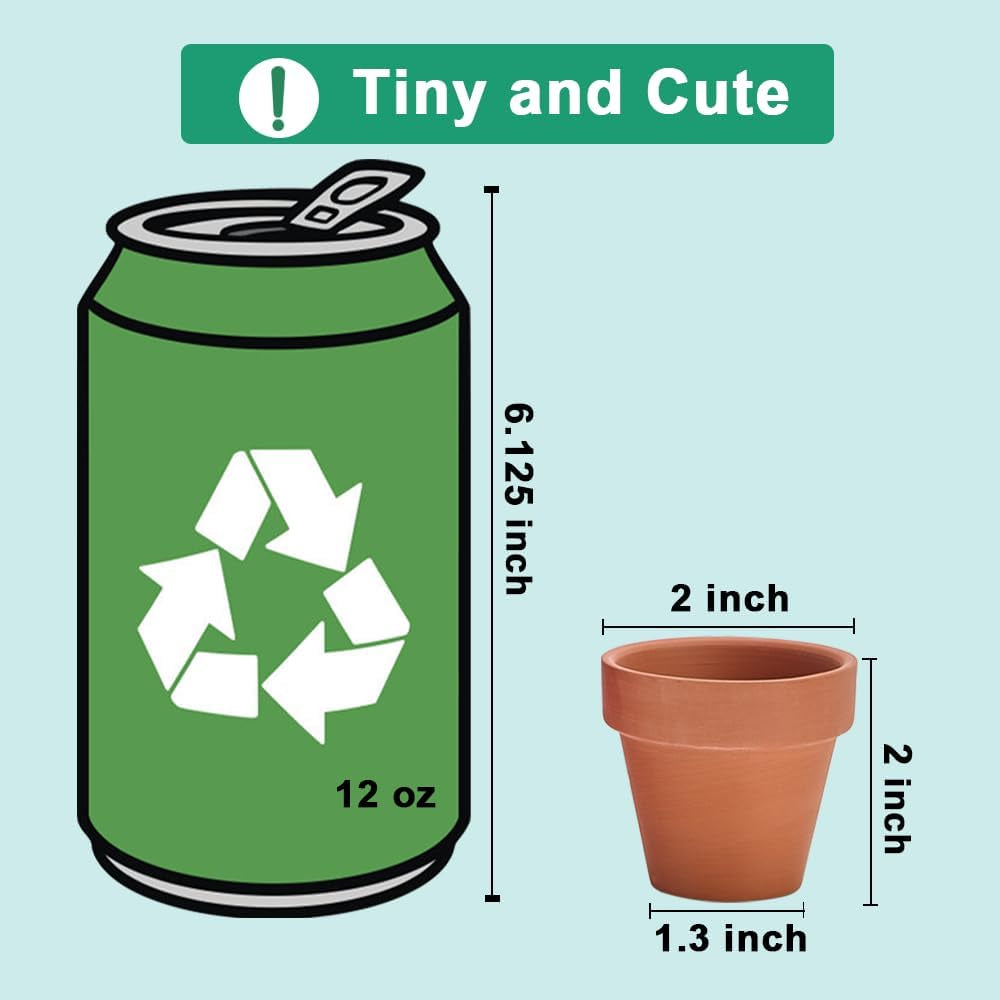 48 Pcs 2" Tiny Terracotta & Terra Cotta Pots with Drainage - Small Mini Clay Ceramic Pottery Planter Ideal for Indoor/Outdoor Plants, Crafts, Wedding Favors