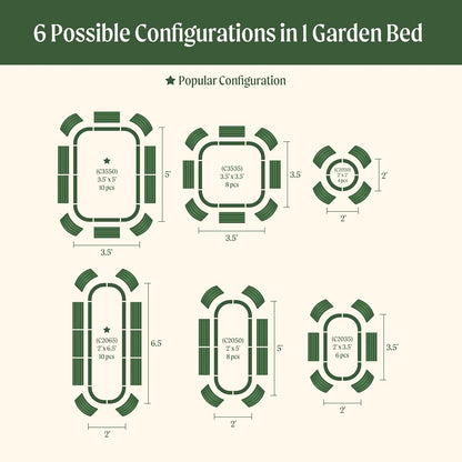 Aluzinc Raised Garden Bed Kits, 17" Tall 6 in 1 Modular Metal Raised Planter Bed for Vegetables Flowers Patio Ground Planter Box-British Green