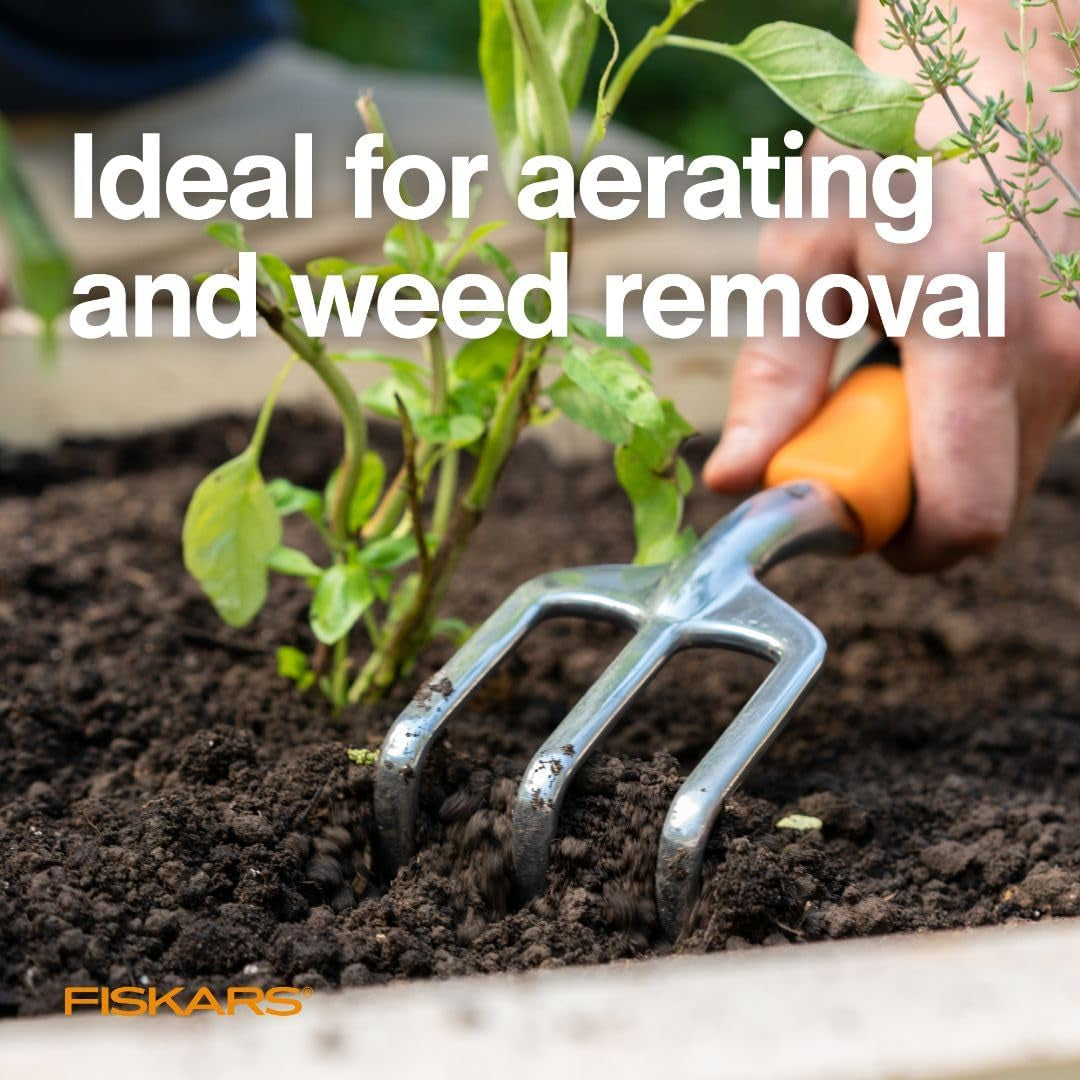 Ergo Cultivator for Digging, Aerating Soil, and Weeding, Heavy Duty Garden Tool with Hanging Hole