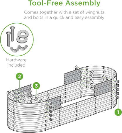 8x2x2ft Metal Raised Garden Bed, Oval Outdoor Deep Root Planter Box for Vegetables, Herbs w/ 4 Support Bars, 215 Gal Capacity - Charcoal