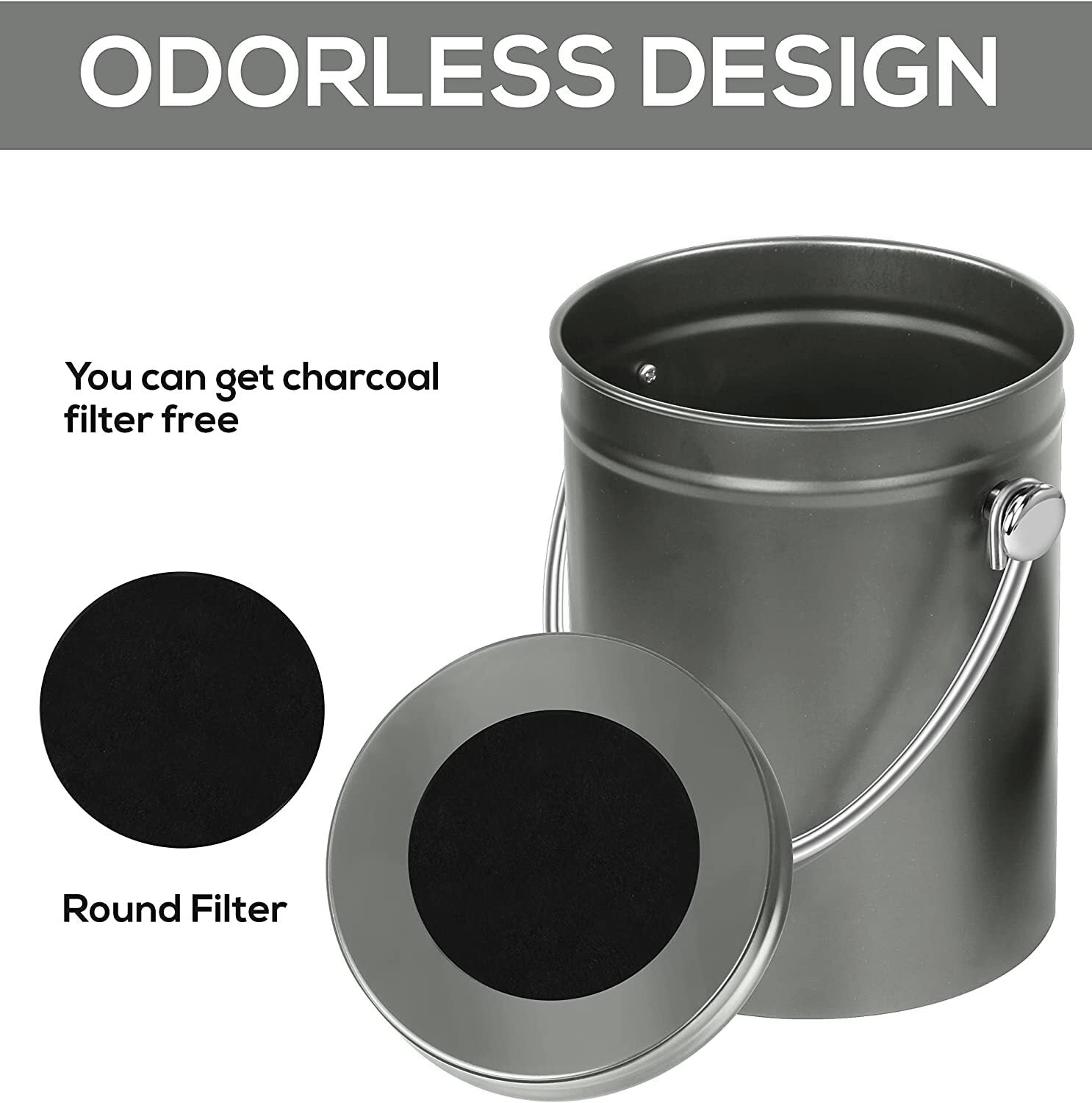 Compost Bin with Lid and 1.3 Gallon Compose Spare Charcoal Filter Utopia Kitchen