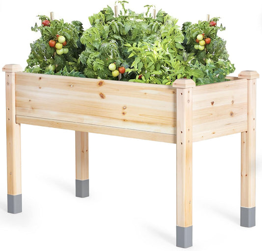 Wooden Raised Garden Bed with Legs, 48”L X 24”W, Elevated Reinforced Large Planter Box for Vegetable Flower Herb Outdoors - Beam and Column Structure - Unmatched Strength Outlast