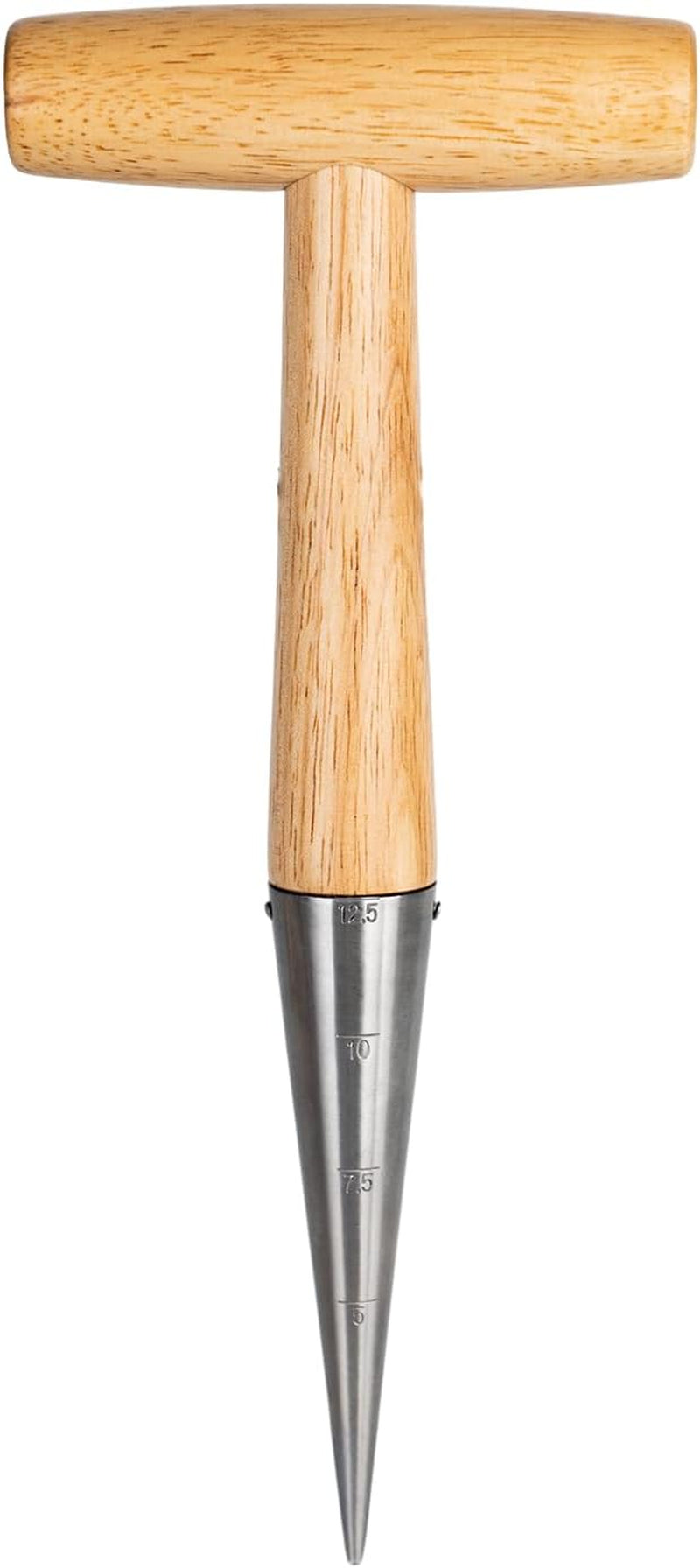 Hand Dibber Garden Tool, Seed Planter Tool with Wood Handle for Sowing Seed - 5" Seed Dispenser for Planting Steel Garden Dibber, Transplanting Plants,Planting Bulb,Digging