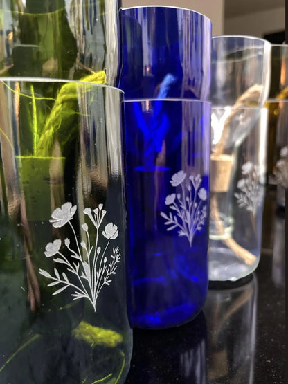 Etched African Violet Wine Bottle Hydro Planter (1) One - (Self Watering) Eco Friendly, Grow Indoors, Eco Planter, DIY Planter Kit