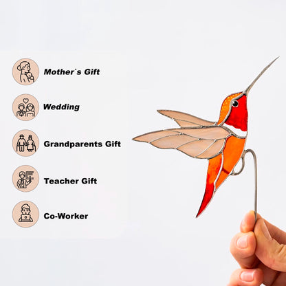 Stained Glass Hummingbird Planter Decoration Bird suncatcher Beautiful handmade gift for Father’s Day Adds charm to plants and windows