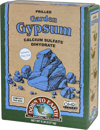 Organic Prilled Garden Gypsum - Calcium Sulfate Loosens Clay Soil Greens Grade Mini Granules, 5 lb