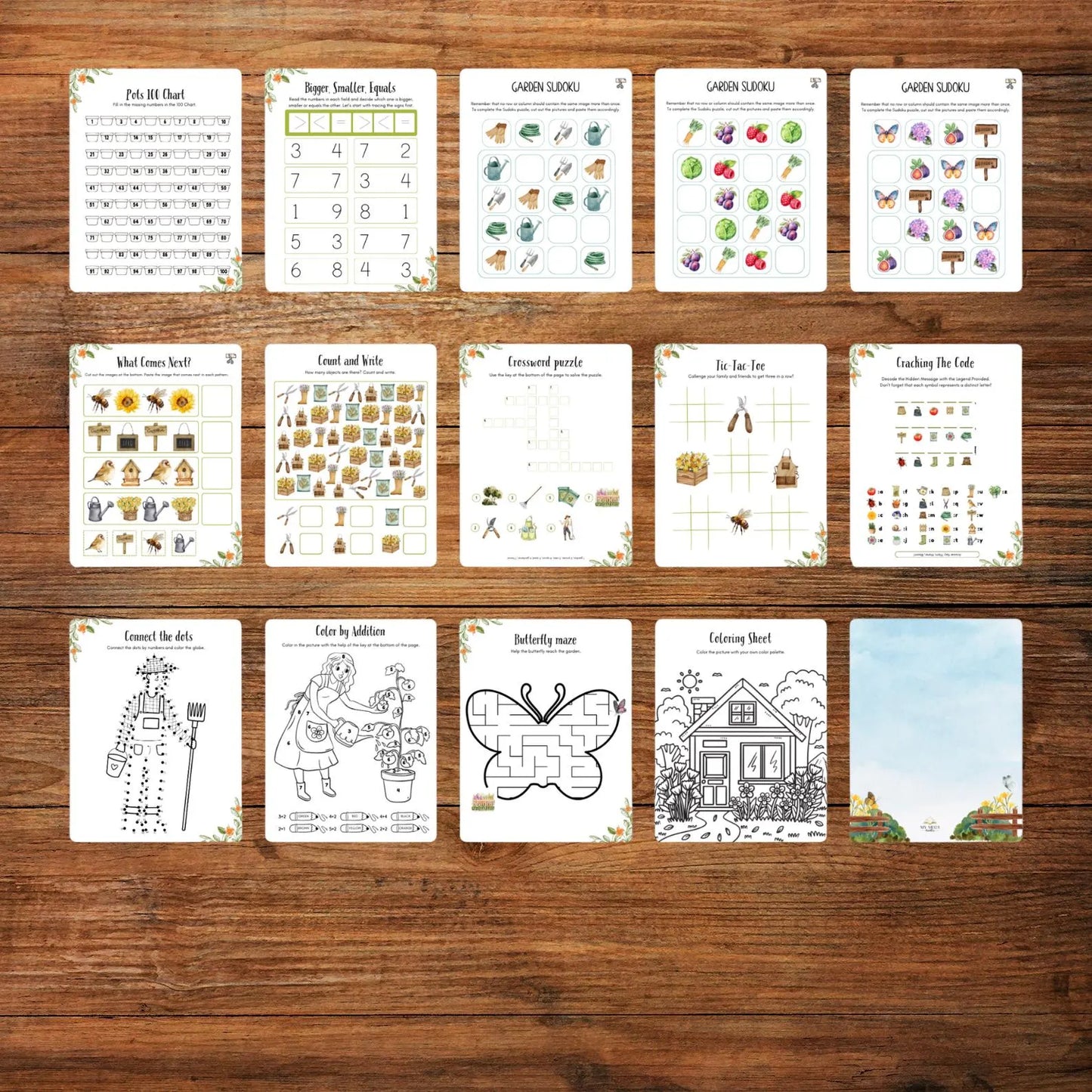 Gardening Activity Book Printable for Kids Garden Study Nature Unit Early Learning 115 Pages Science Literacy Math