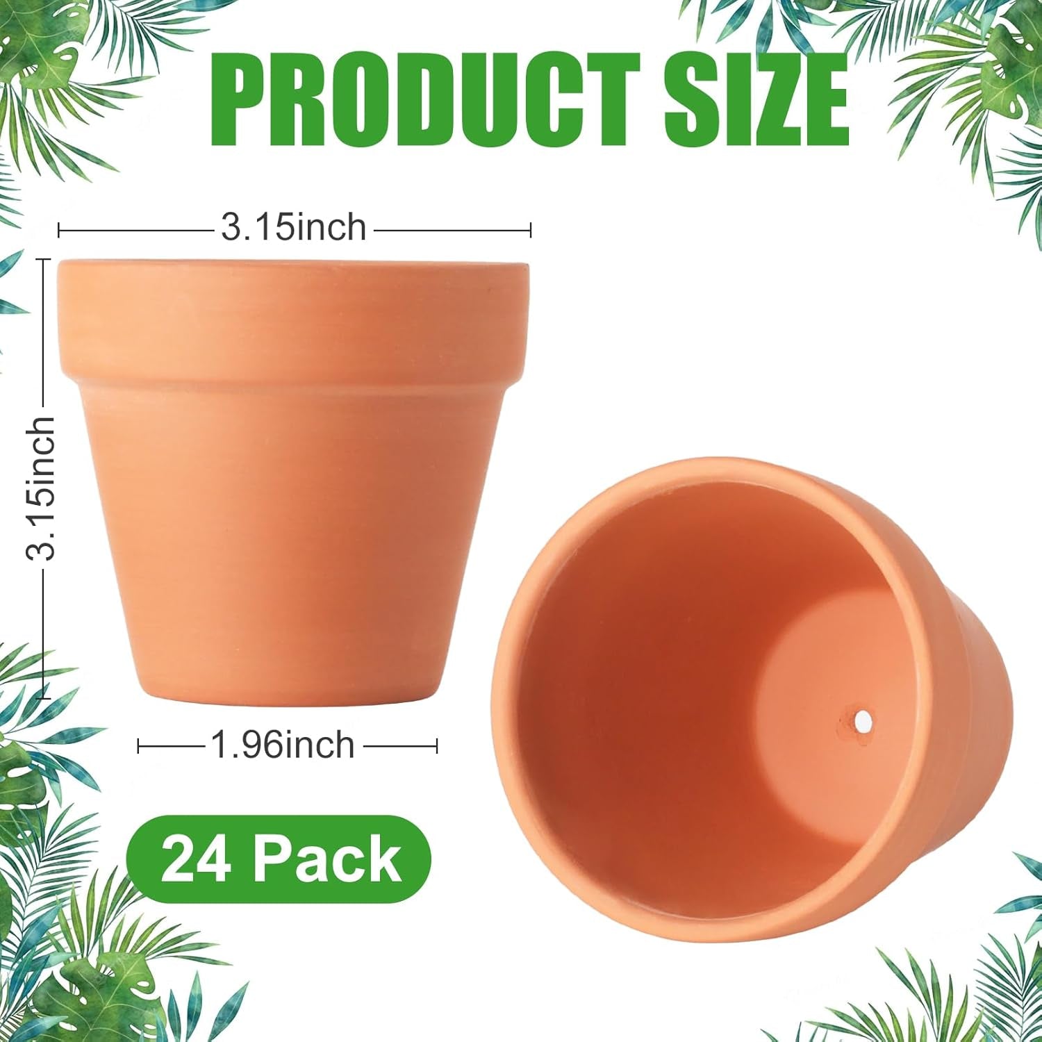 Terra Cotta Pots, 24 Pack 3.15 Inch Mini Clay Pot with Drainage Holes,Cactus Flower Nursery Terracotta Pots for Indoor/Outdoor Succulent Plants, Crafts, Wedding Favor