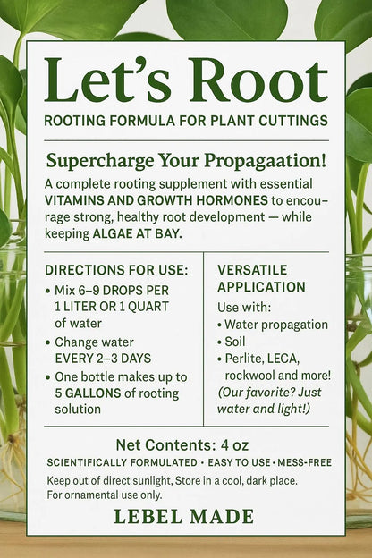 Let’s Root Plant Cutting Rooting Formula | 4 oz Bottle | Propagation Supplement for Water, Soil, LECA