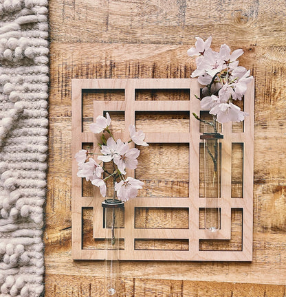 Wood Wall decor Geo Square Propagation station / Mountain / Wall planter indoor / Hanging planter/ Gifts for her for plant lovers Plant Wall