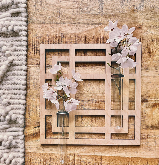 Wood Wall decor Geo Square Propagation station / Mountain / Wall planter indoor / Hanging planter/ Gifts for her for plant lovers Plant Wall