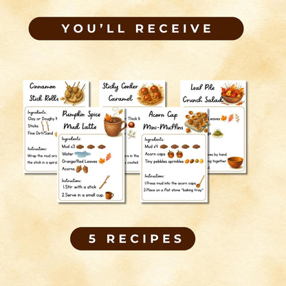 Mud Kitchen Recipe Cards | Loose Parts Play | 5 Montessori Printable Recipes