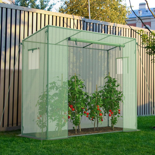 Small Greenhouse for Outdoors, Green House for Winter with Roller Shutter Zipper Door and Window, Thickened PE Cover, Portable Greenhouse for Indoor and Outdoor Plant Growth