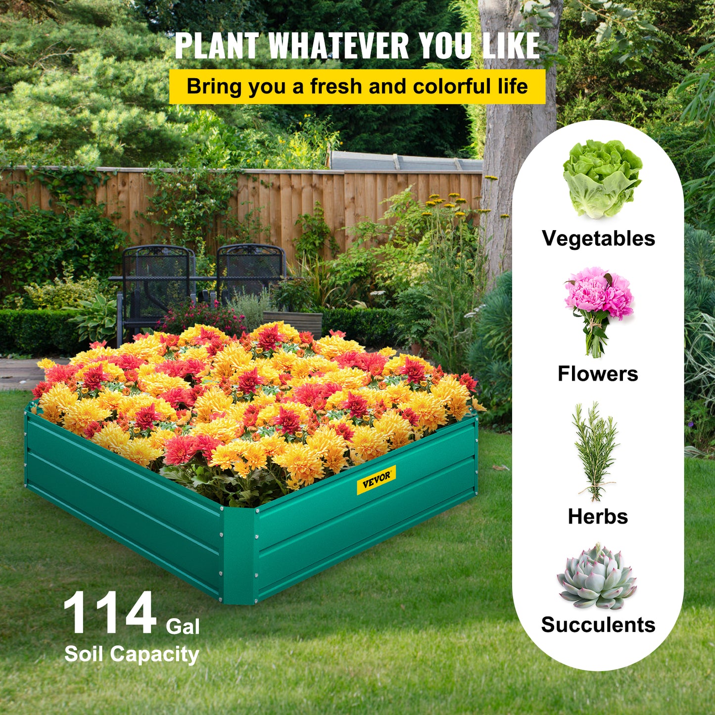 VEVOR Galvanized Raised Garden Bed Planter Box for Plant Flower Vegetable