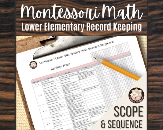 Montessori Lower Elementary Math Curriculum Scope and Sequence Record Keeping with Montessori Materials and Lessons Checklist 6 - 9 Teacher