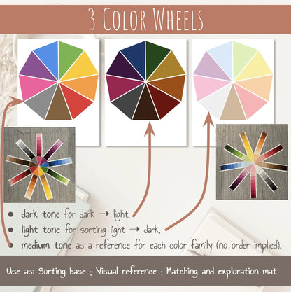 Montessori Color Tablets Box 3 | 63 Cards + 3 Wheels | Printable Visual Discrimination Activity | Color activity | PDF Sensorial Material