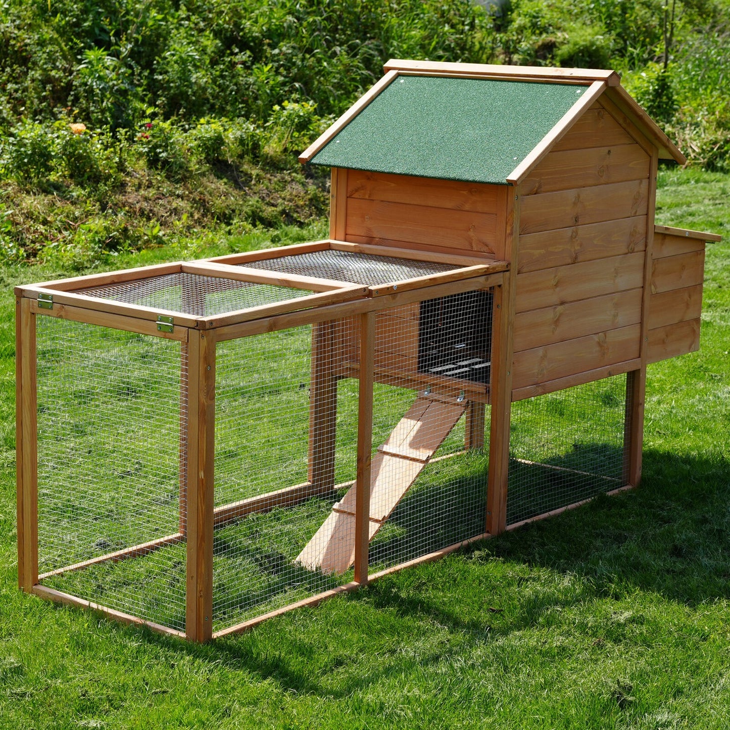 80'' Wooden Chicken Coop w/Nesting Box&Run for 2-4 Chickens,Large Hen House Cage