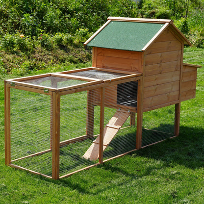 80'' Wooden Chicken Coop w/Nesting Box&Run for 2-4 Chickens,Large Hen House Cage