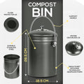 Compost Bin with Lid and 1.3 Gallon Compose Spare Charcoal Filter Utopia Kitchen