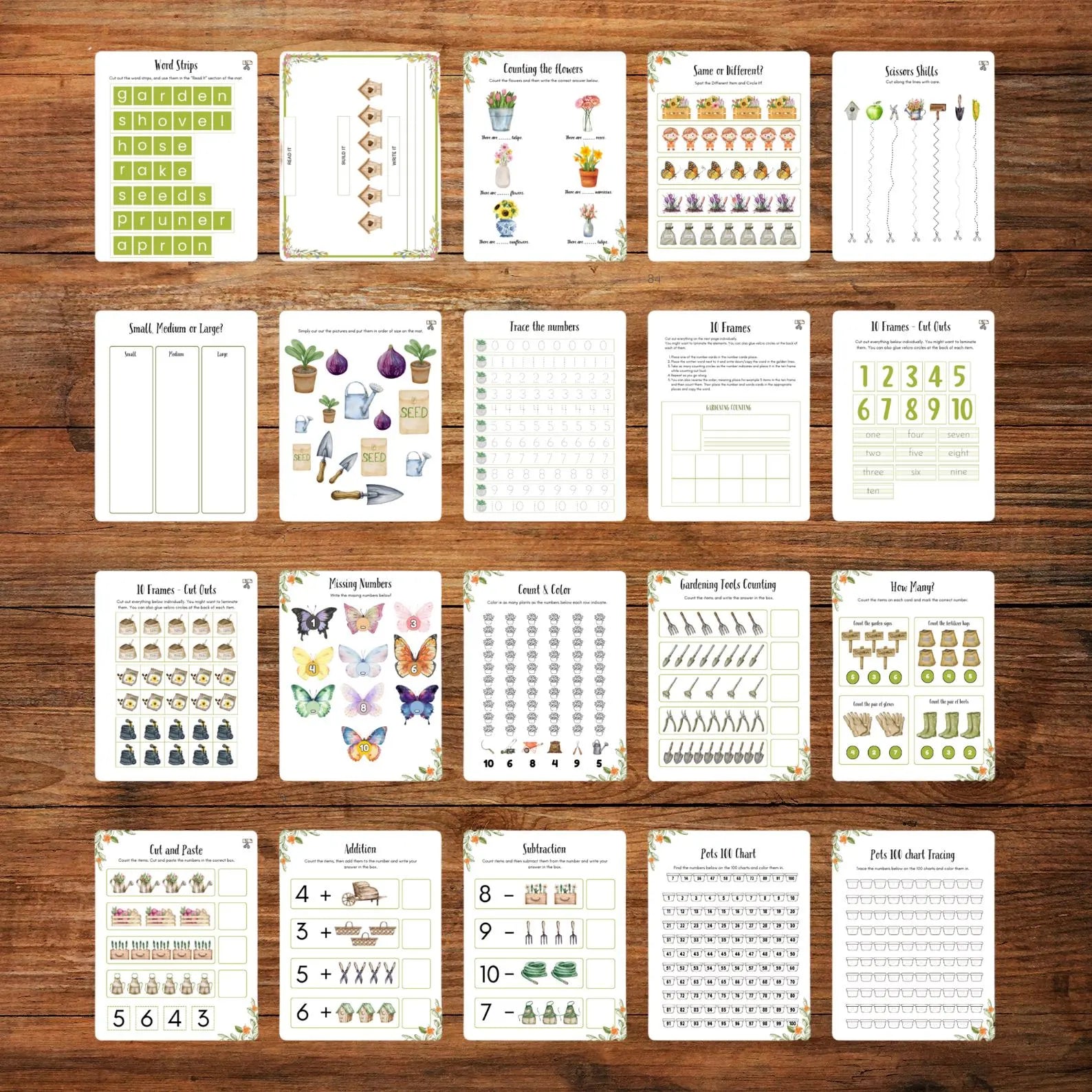 Gardening Activity Book Printable for Kids Garden Study Nature Unit Early Learning 115 Pages Science Literacy Math