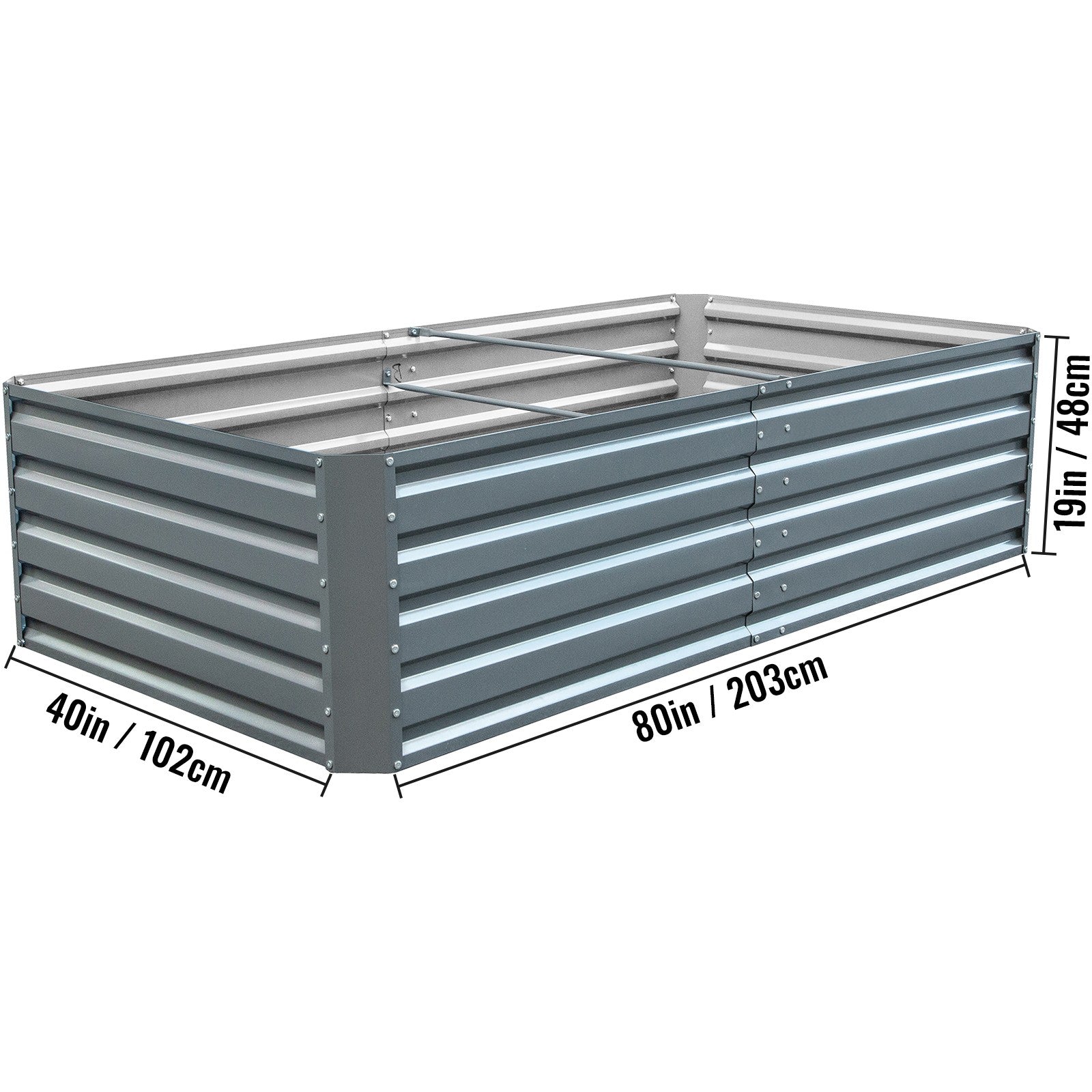 Galvanized Raised Garden Bed 80" x 40" x 19" Metal Planter Box Outdoor
