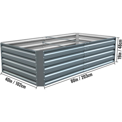 Galvanized Raised Garden Bed 80" x 40" x 19" Metal Planter Box Outdoor