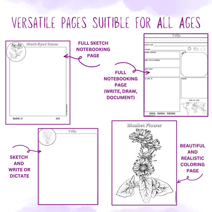 HUGE Homeschool Flower Notebooking Pack 322 Pages Flower Garden Unit Study Worksheets Curriculum Nature Journal Flashcard Coloring Page