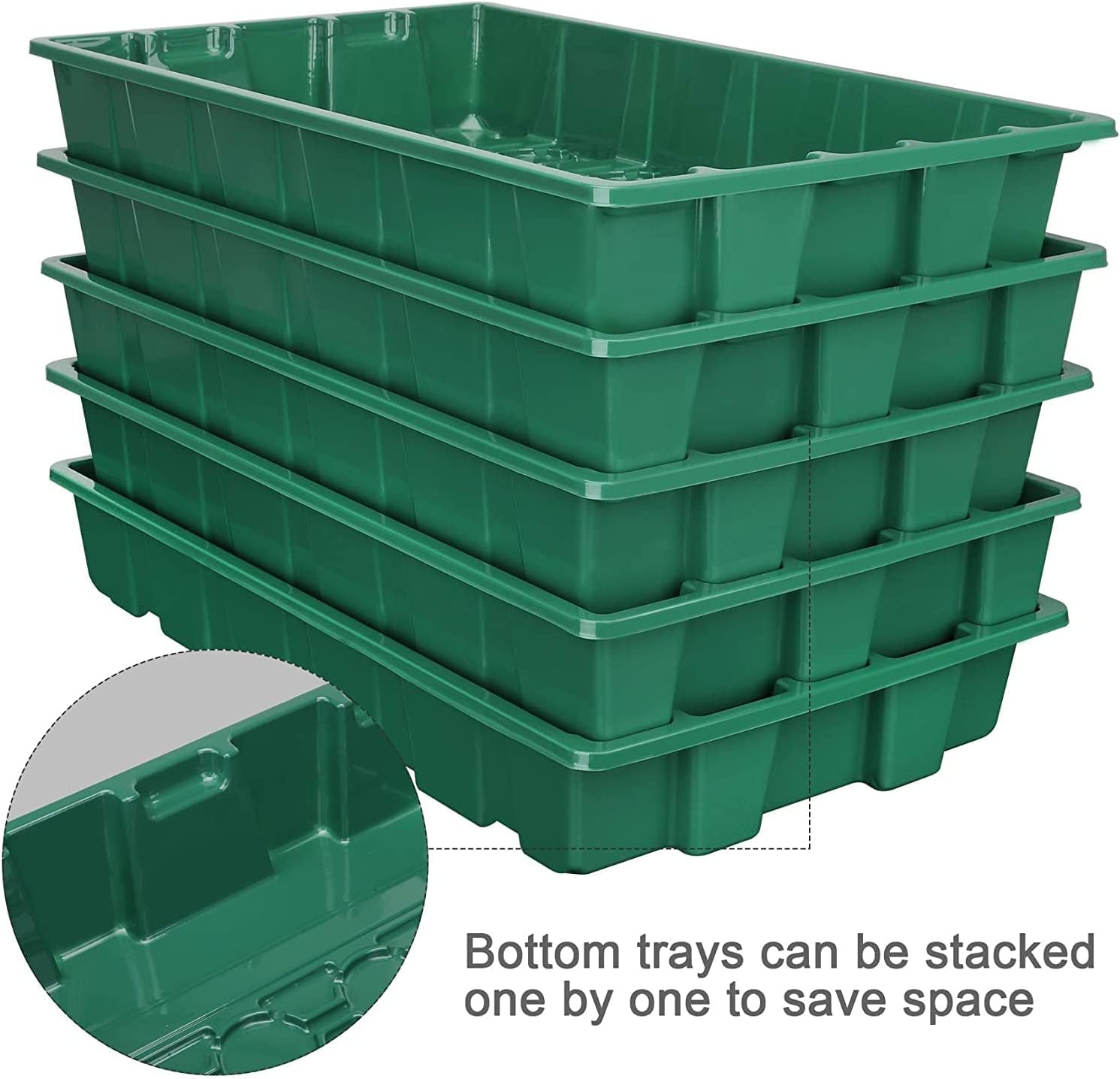 Seedling Trays Seed Starter Tray, 5-Pack Mini Propagator Plant Greenhouse Grow Kit with Humidity Vented Domes and Base for Seeds' Starting (40 Cells Per Tray, Total 200 Cells), Green