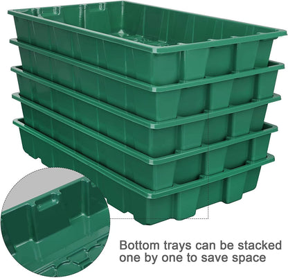 Seedling Trays Seed Starter Tray, 5-Pack Mini Propagator Plant Greenhouse Grow Kit with Humidity Vented Domes and Base for Seeds' Starting (40 Cells Per Tray, Total 200 Cells), Green