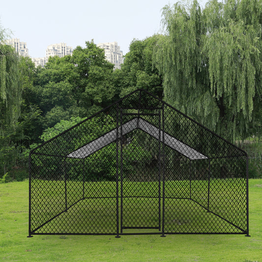 Large Metal Chicken Coop Walk-In Chicken Run 13x10x6.6 ft Peaked Roof Farm Yard