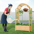 SLSY Raised Garden Bed with Trellis Wood Planter Box w/Hanging Roof Side Trellis